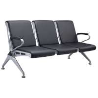 leather waiting chair l 3-seater  reception airport chair reception metal row chair